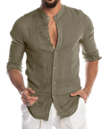 V-neck linen cardigan shirt-D191