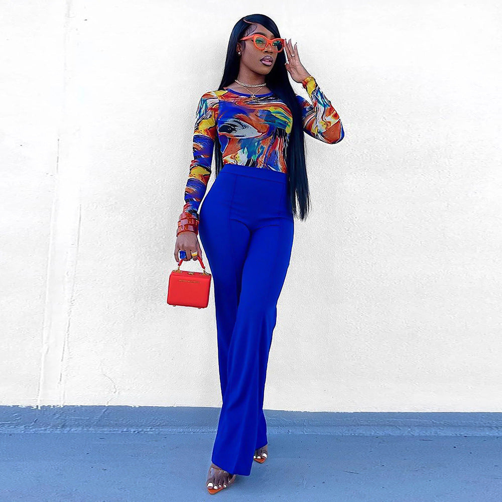 Slim-fit bell bottoms-D535