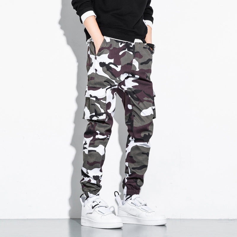 Trendy multi-pocket pants-D412