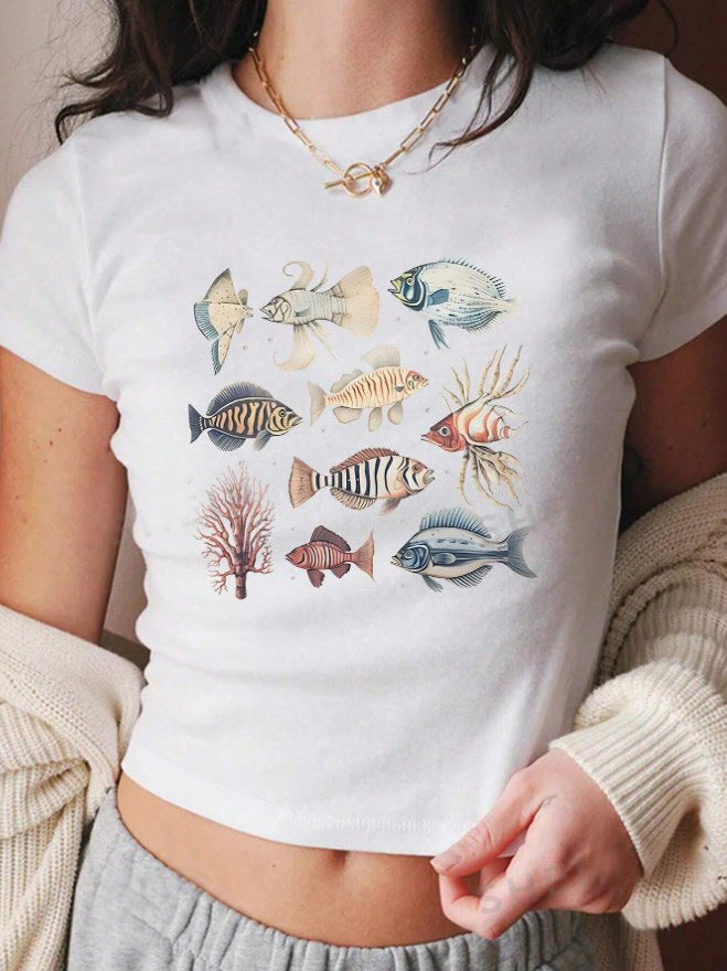 Cartoon element short TEE-D445