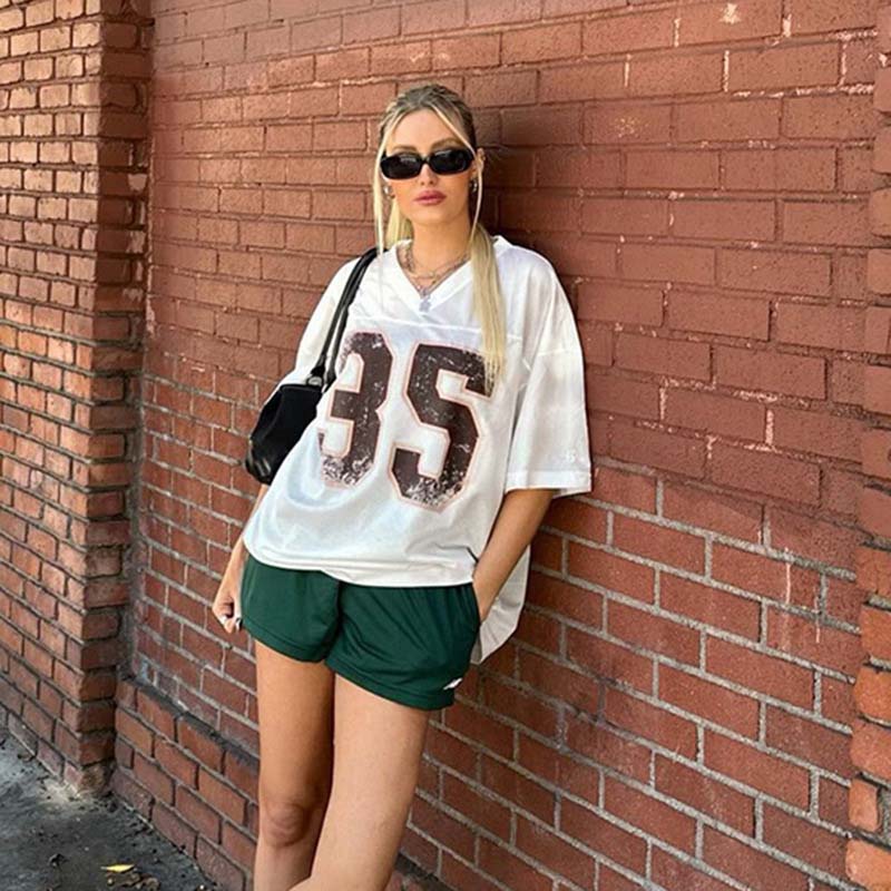 Digital Print V-Neck Top-D820