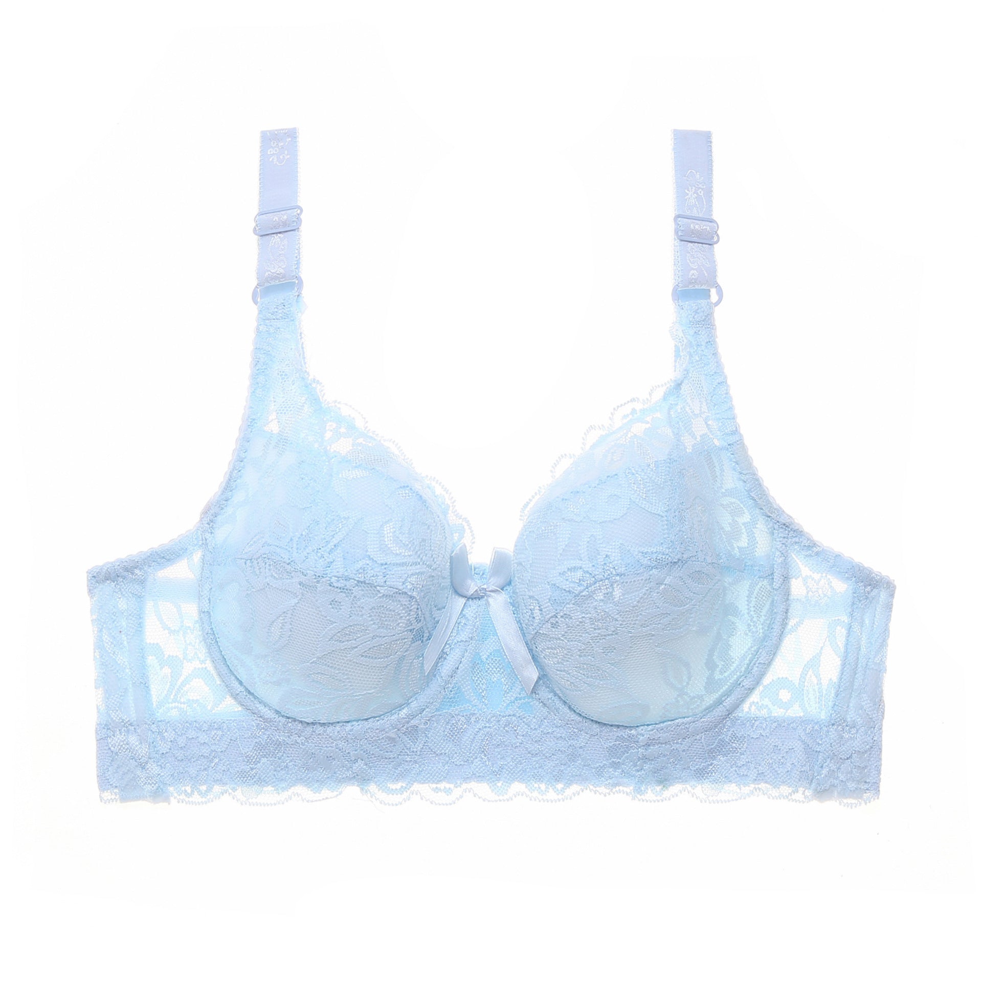 Hot selling large size ultra-thin cotton Cup adjustable bra lace sexy bra with steel ring gathered women's underwear
