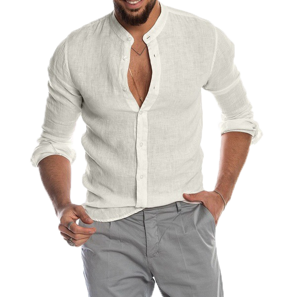 V-neck linen cardigan shirt-D191