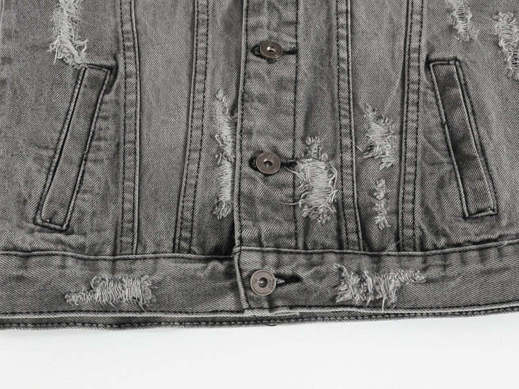 Ripped denim vest-D684