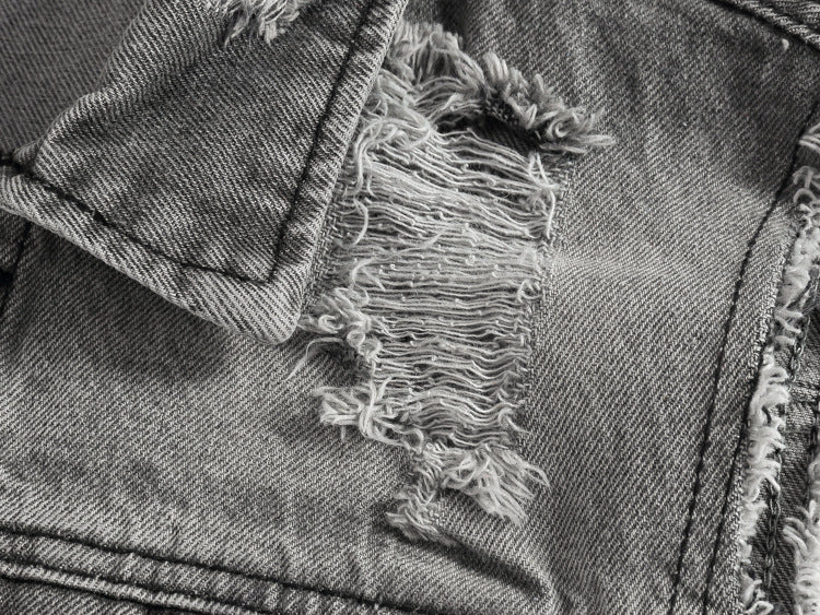 Ripped denim vest-D684
