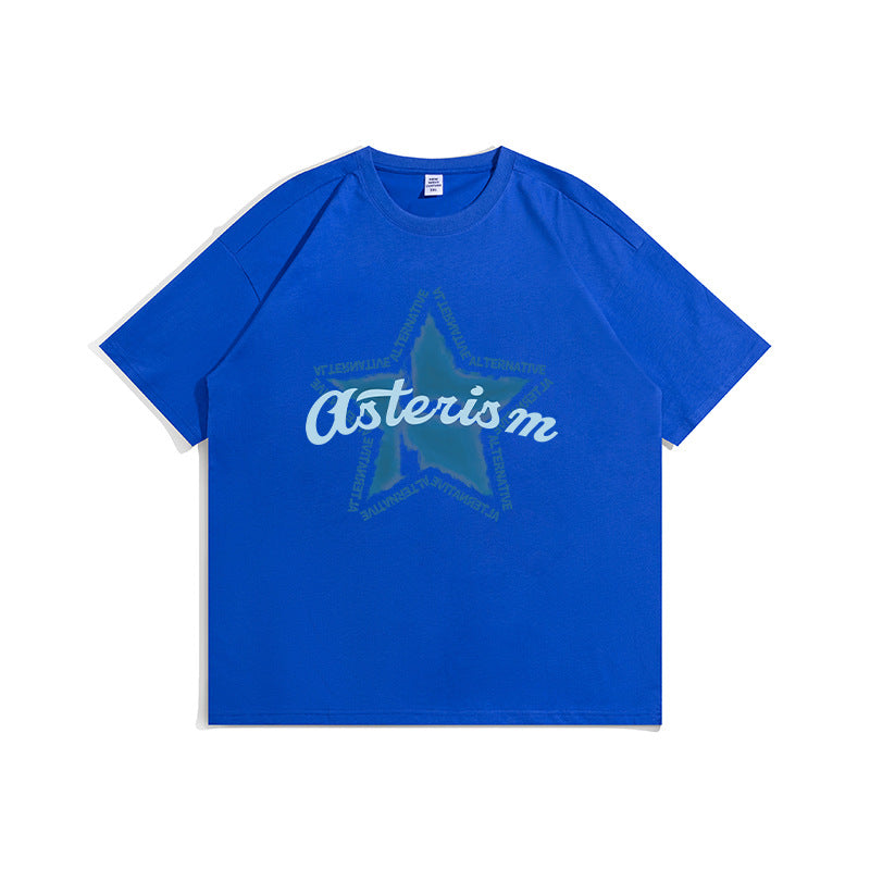 Five-pointed star print tee-D490