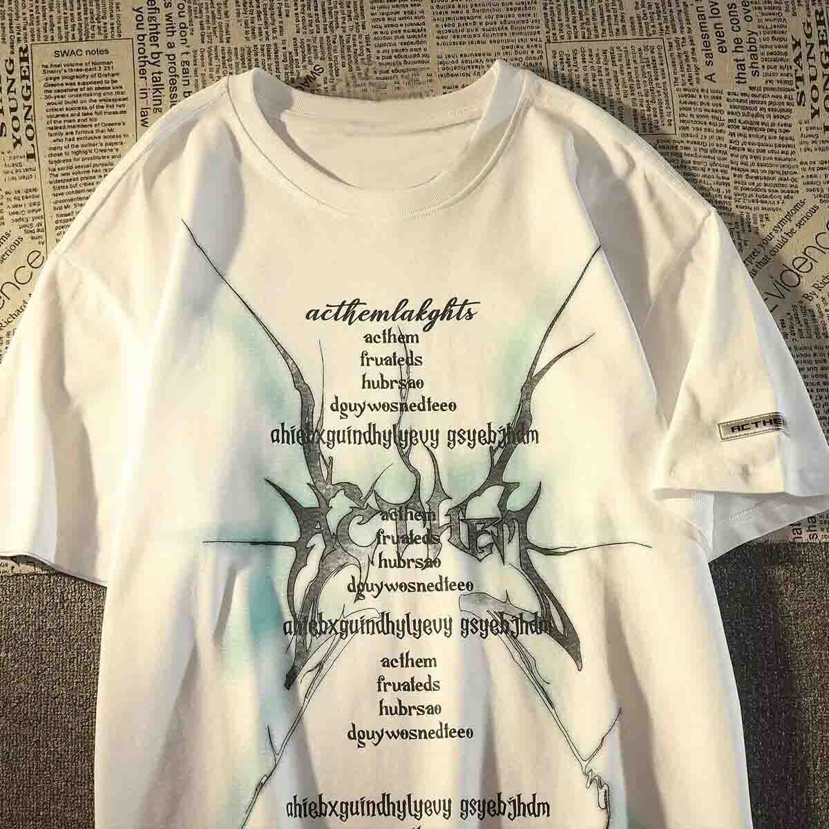 Retro letter print tee-D787