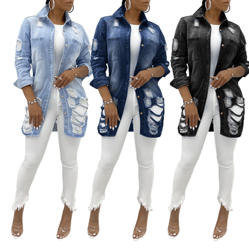 Long denim jacket-D691