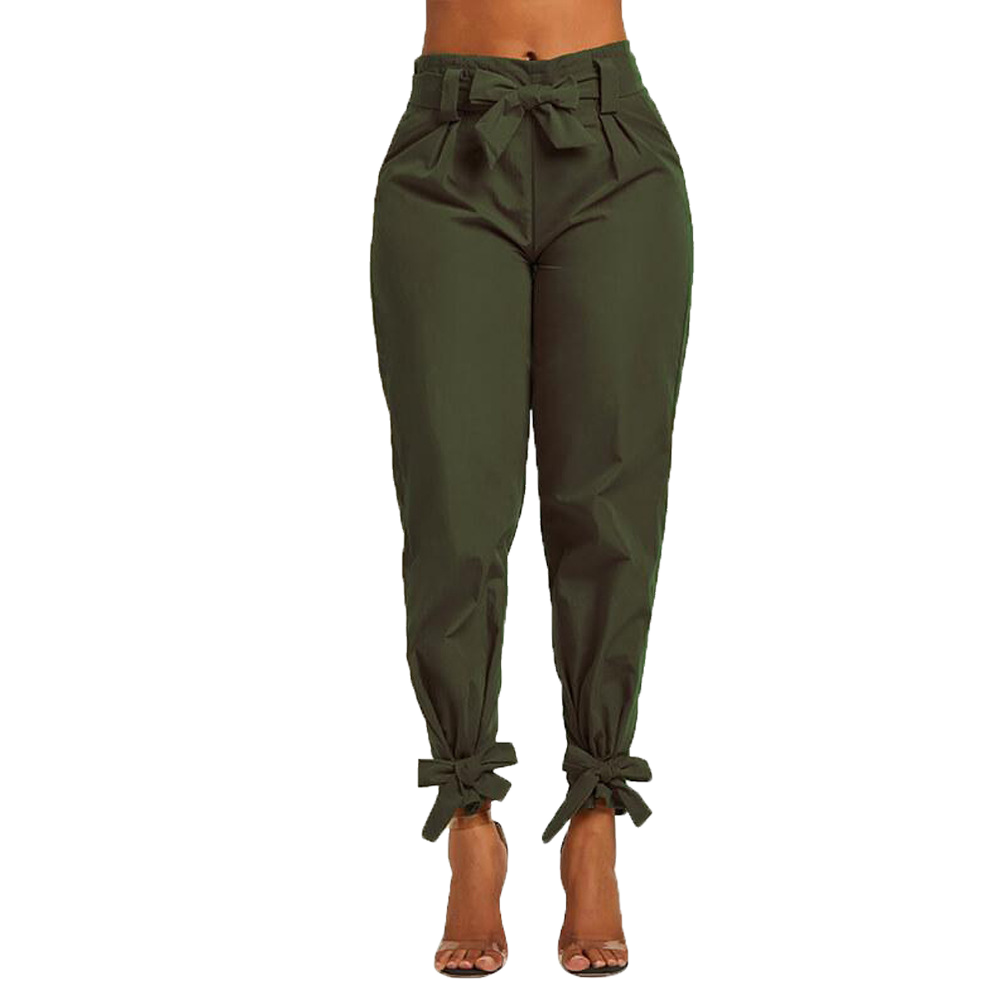 Thin pants with bows-D176