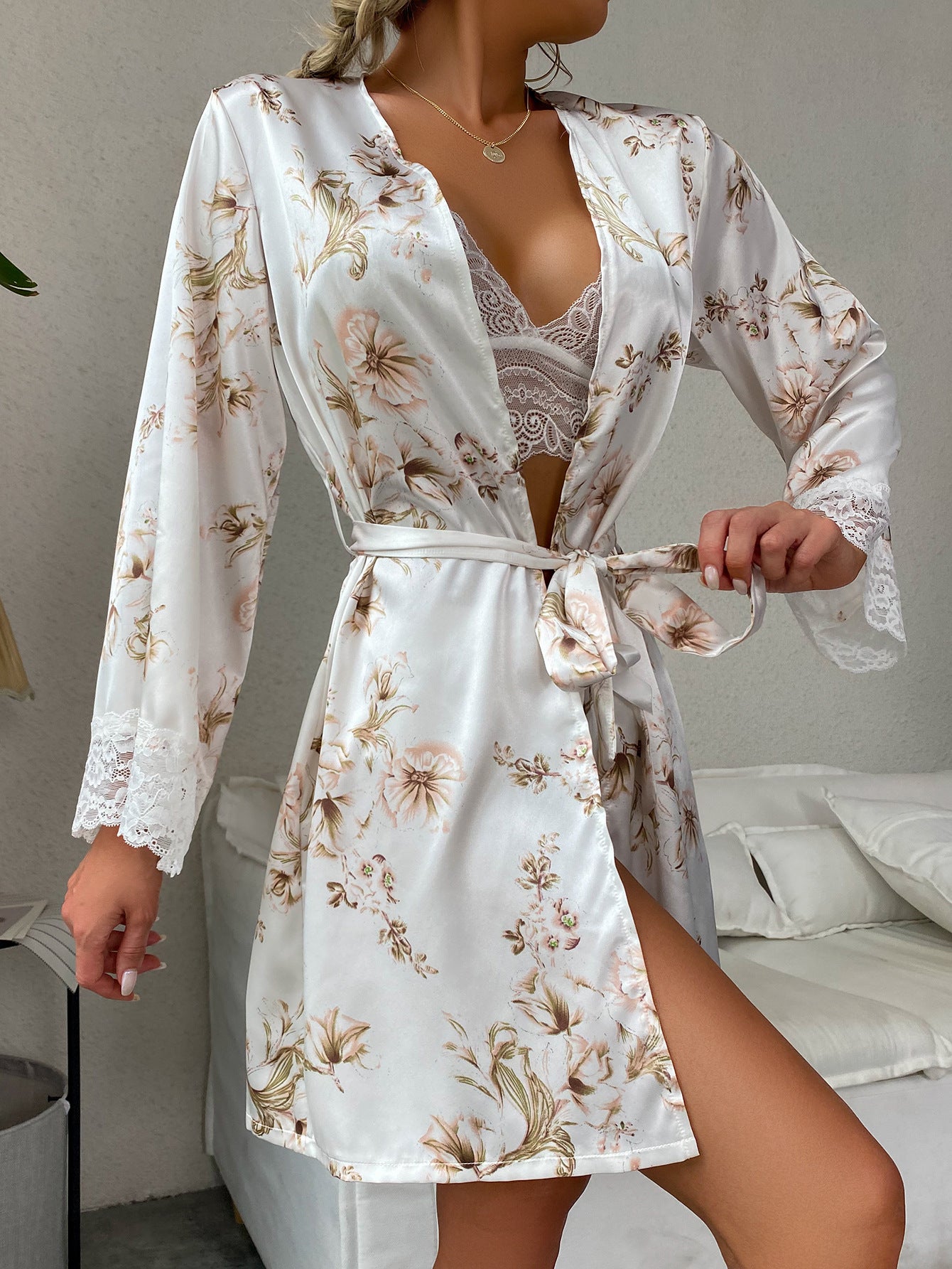 Sexy printed dressing gown-D23