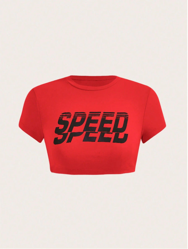 Lettering print cropped top-D810