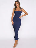 Solid color slit sexy dress-D152