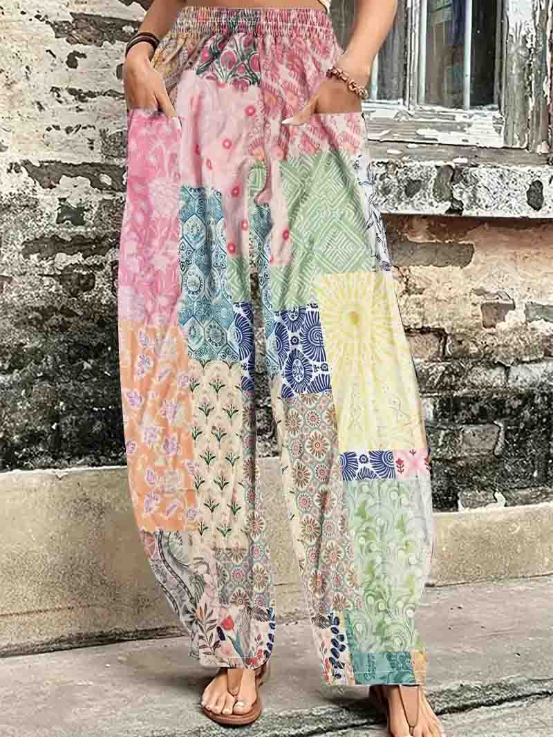Printed casual beach pants-D859