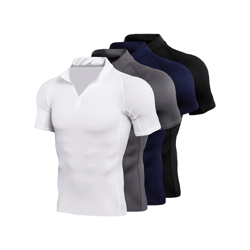 Sporty stand-up collar T-shirt-D871