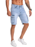 Slightly skinny denim shorts-D132