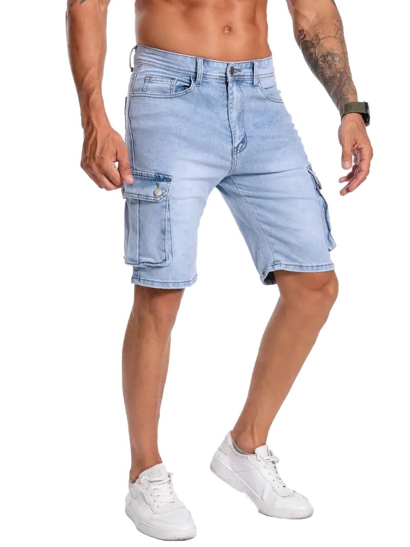 Slightly skinny denim shorts-D132
