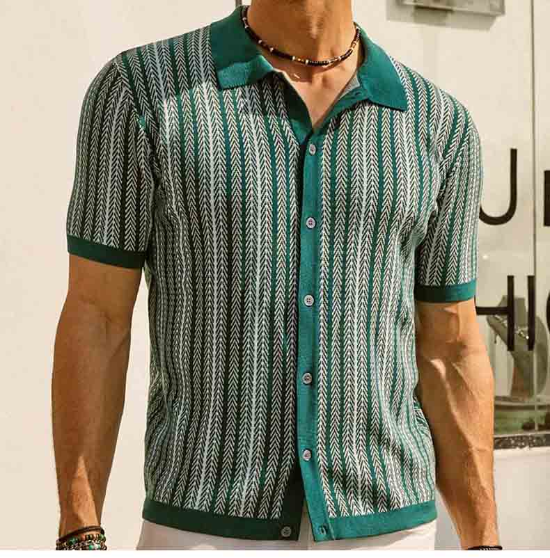 Striped polo shirt-D772