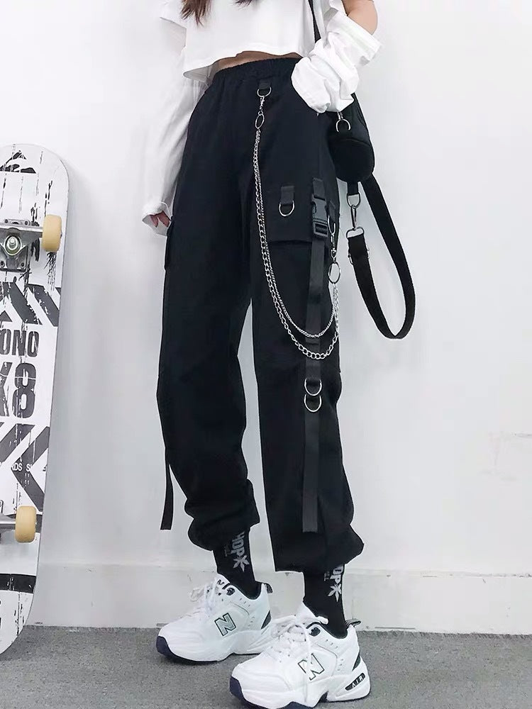 Slim high-waist pants-D322