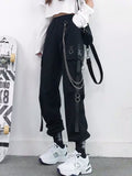 Slim high-waist pants-D322