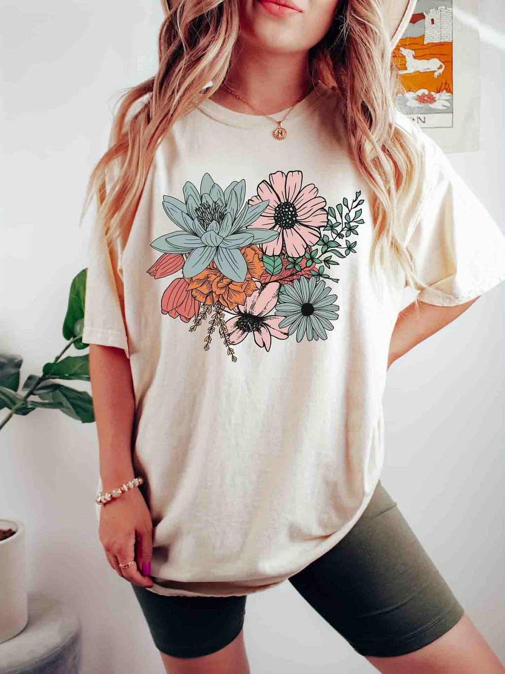 Flower printed TEE-D745