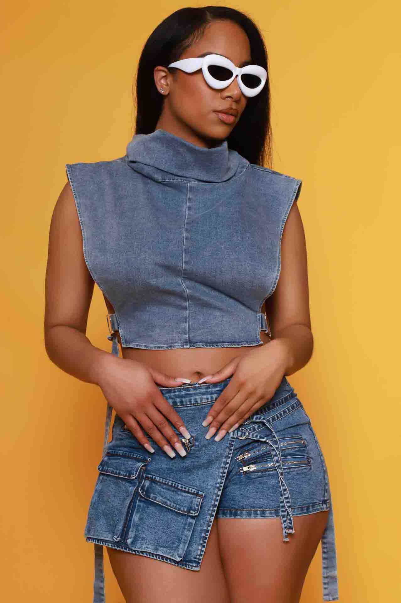 Vintage denim shorts-D845