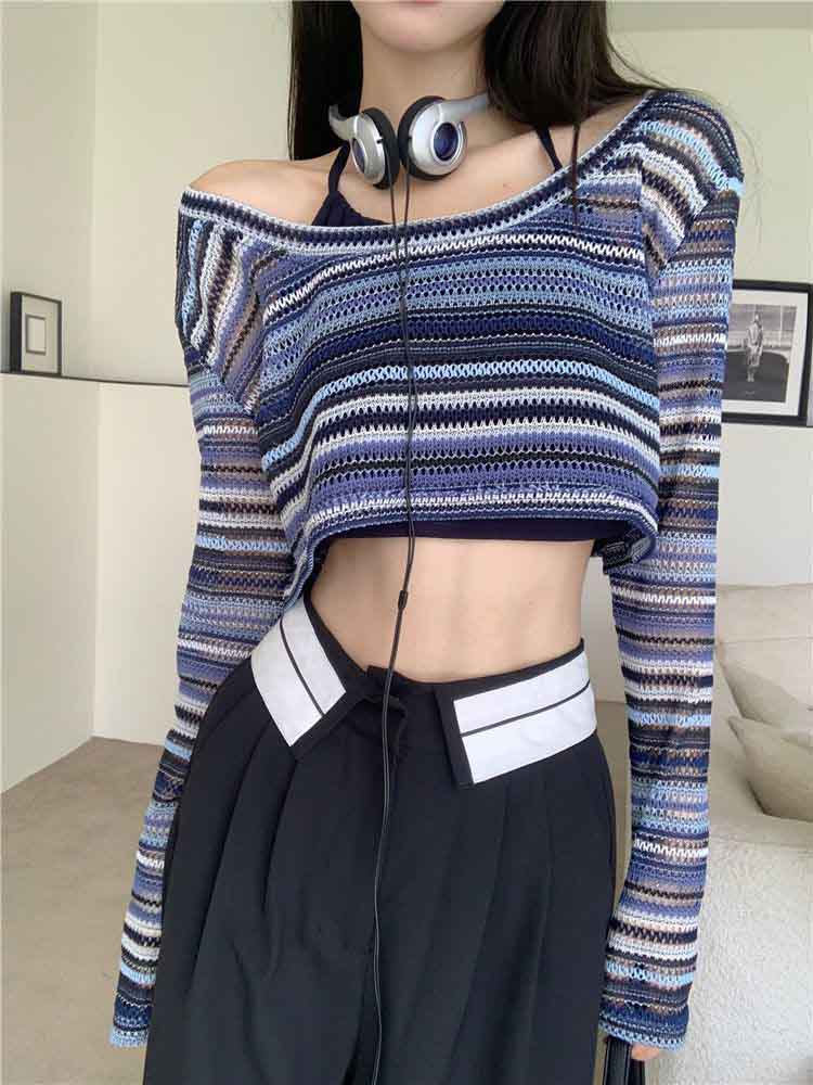 Striped sweater-D834