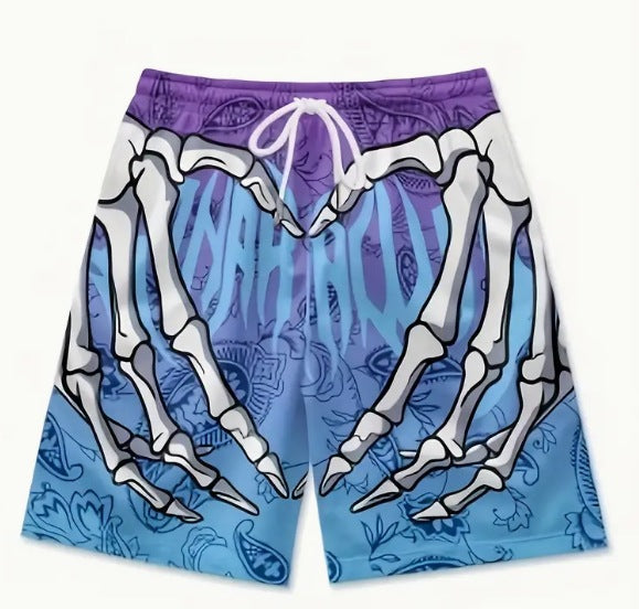 Dedo esqueleto y patrón Paisley shorts-D773 | Inspanda