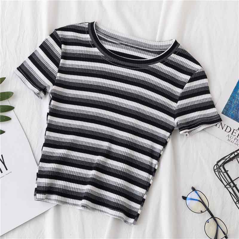 Rainbow Stripe Cropped Top-D750