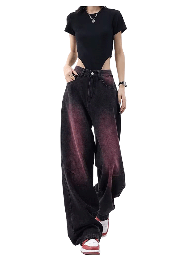 Red gradient jeans-D848