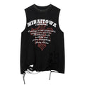 Letter ripped vest-D736