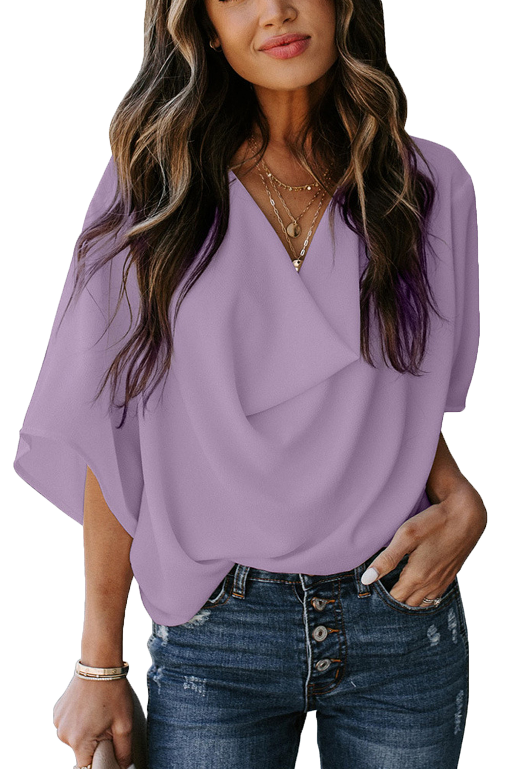 V-Neck Casual Top-D179