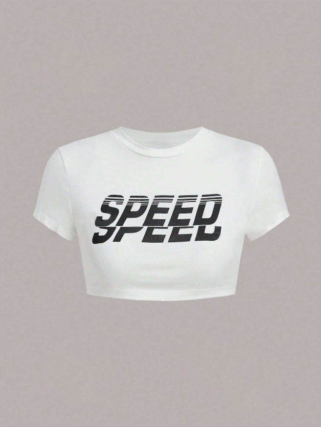 Lettering print cropped top-D810