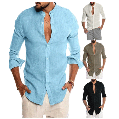 V-neck linen cardigan shirt-D191