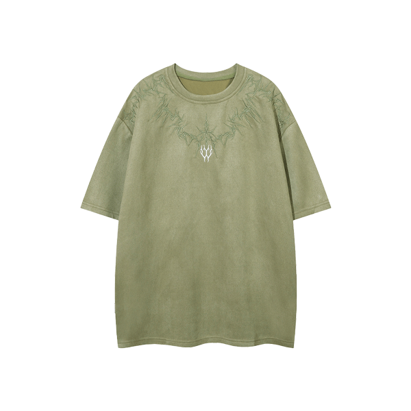 Vintage embroidered suede TEE-D446