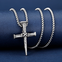 Silver cross chain-D701