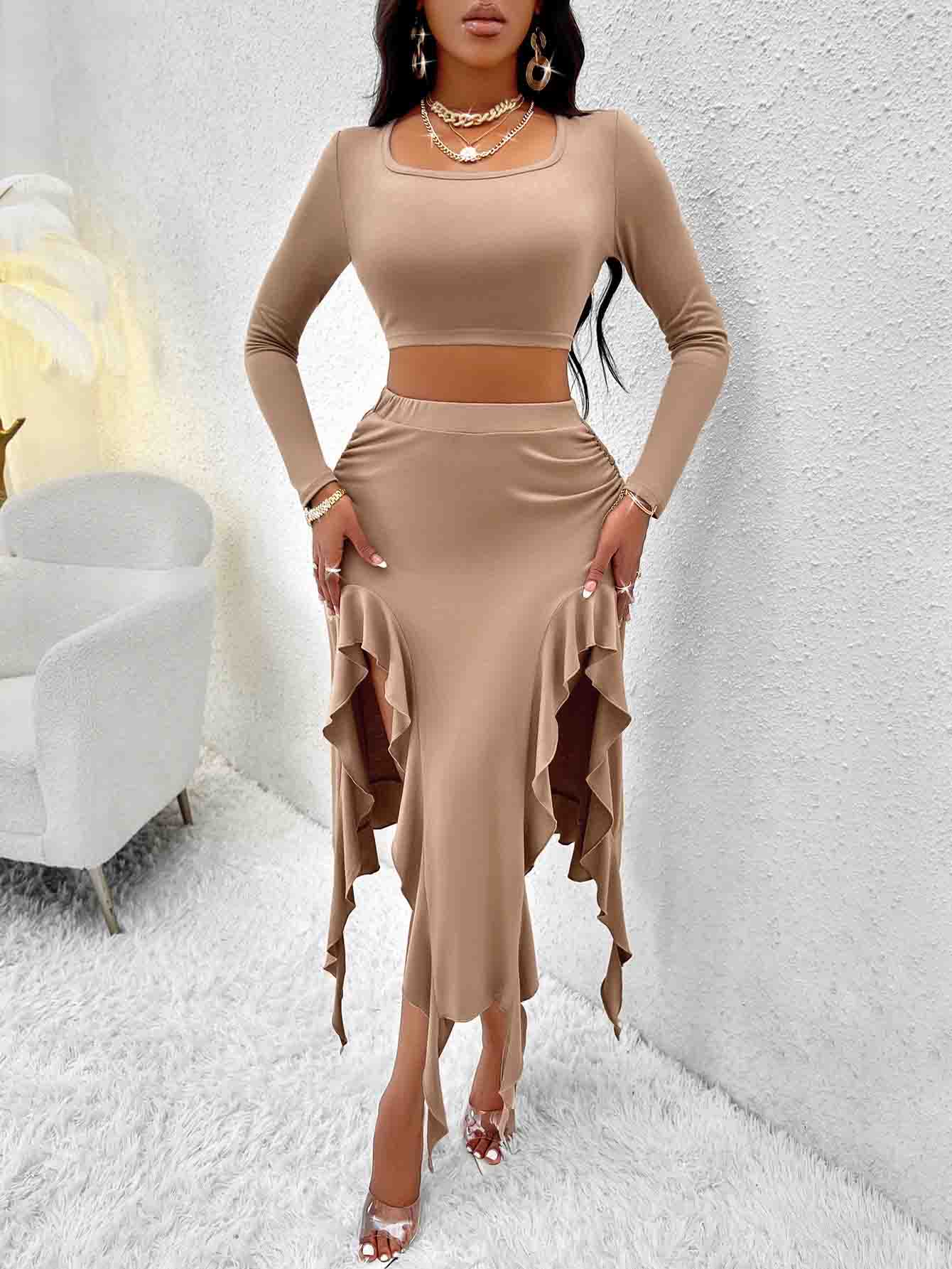Solid color long-sleeved suit-D824