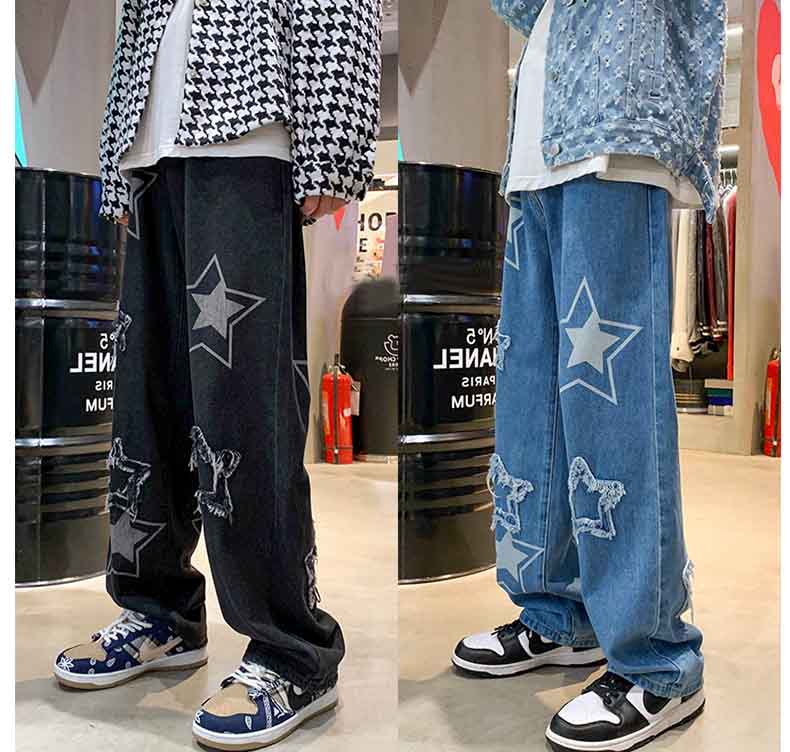 Five-pointed star jeans-D610