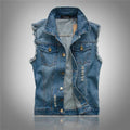 Ripped denim vest-D681