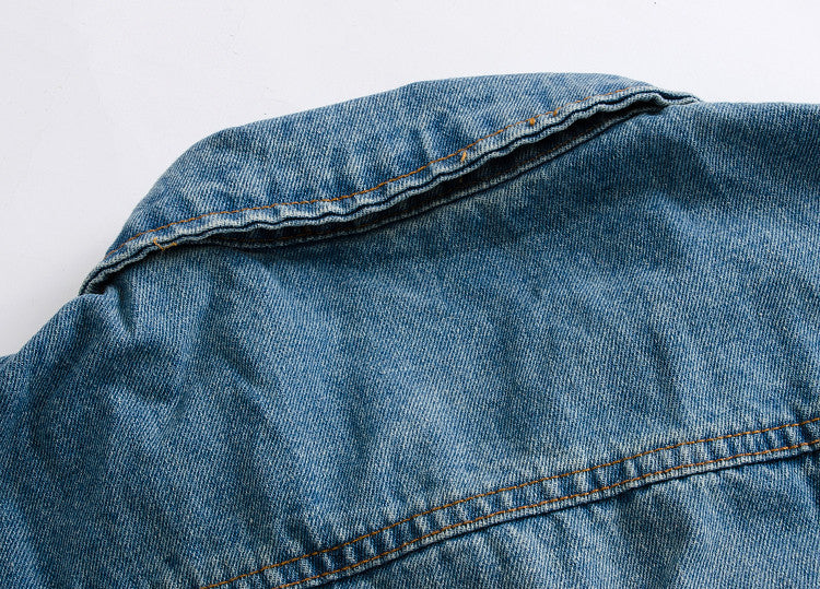 Ripped denim vest-D681
