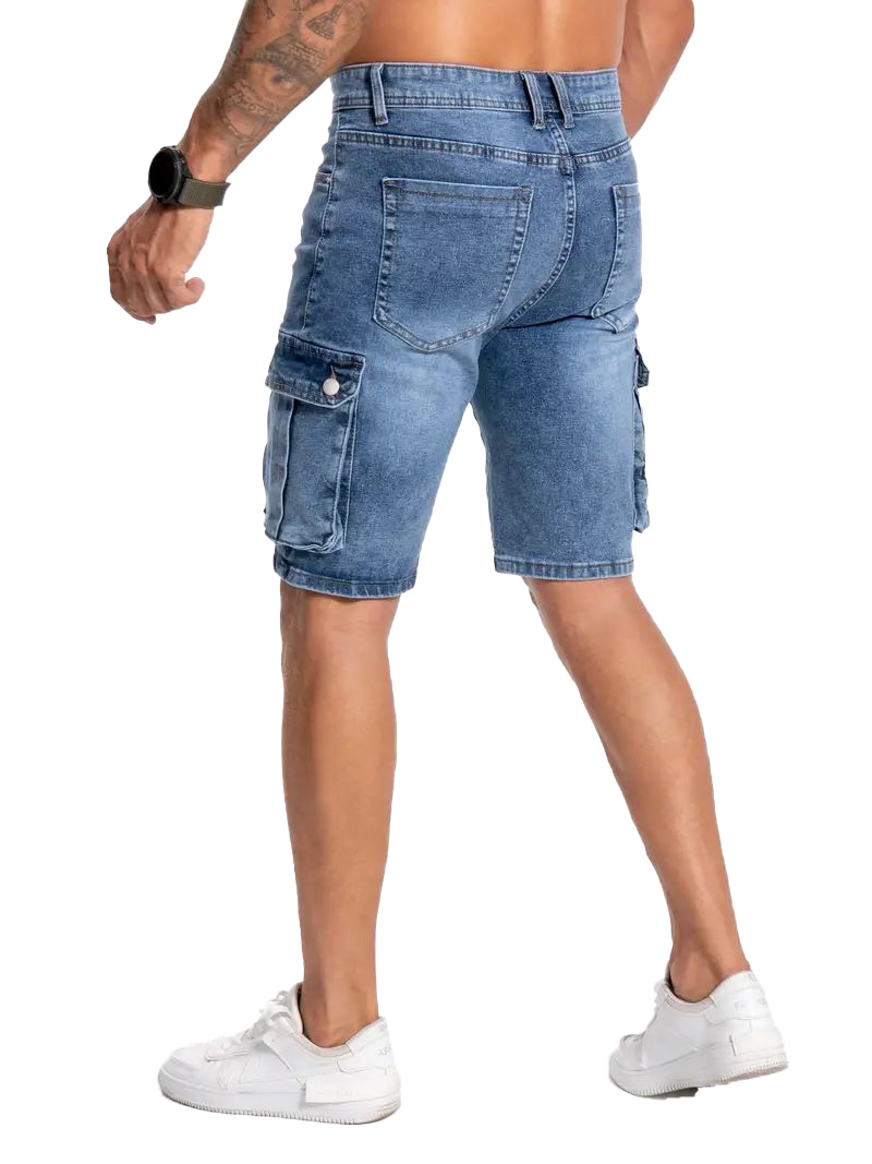 Slightly skinny denim shorts-D132