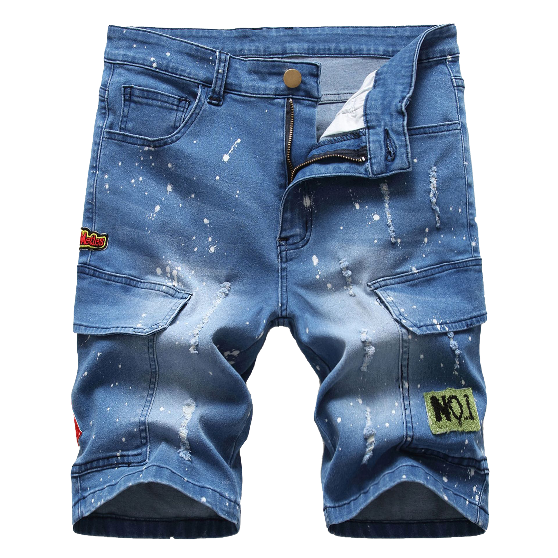 Ripped denim shorts-D139
