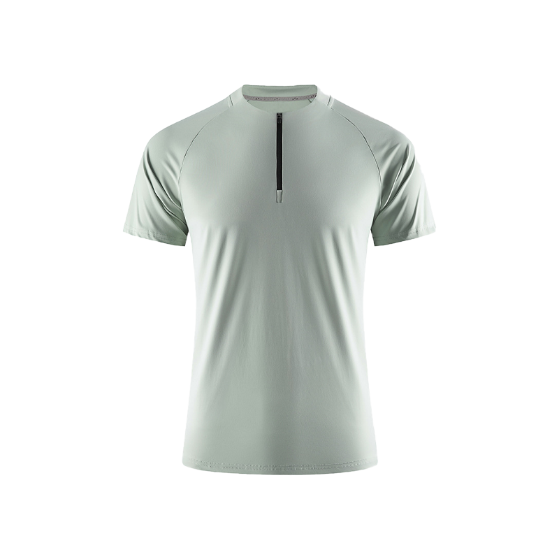 Half-zip ice silk T-shirt-D869