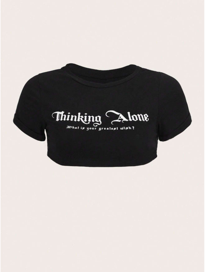 Lettering print cropped top-D810