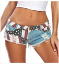 Low-rise denim ripped pants-D578
