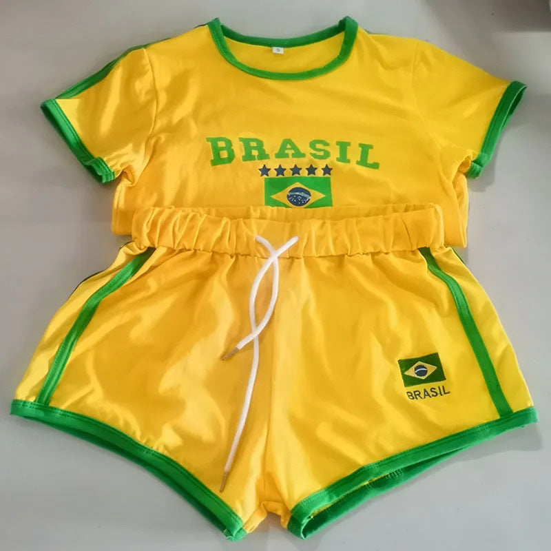 Crop top Brazilian football suit-D581