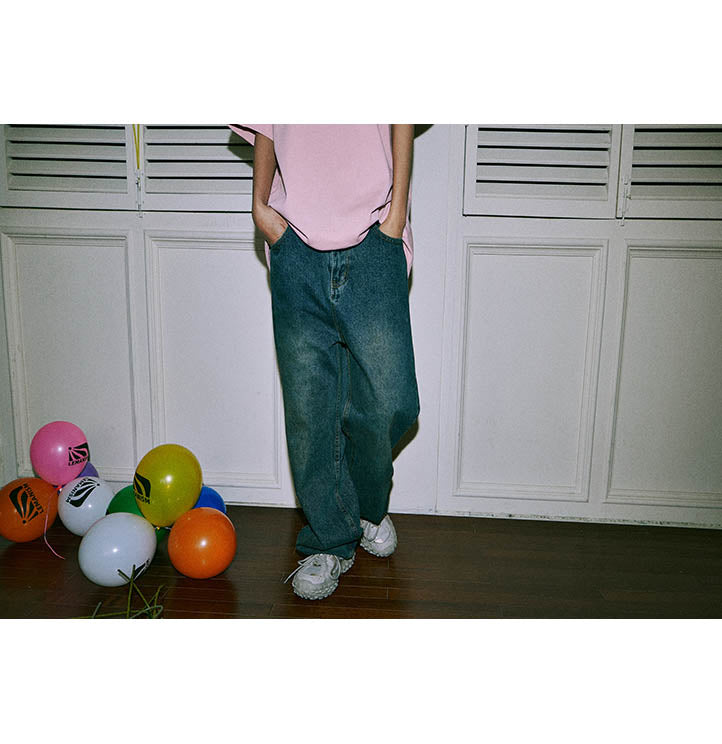 Vintage washed jeans-D866