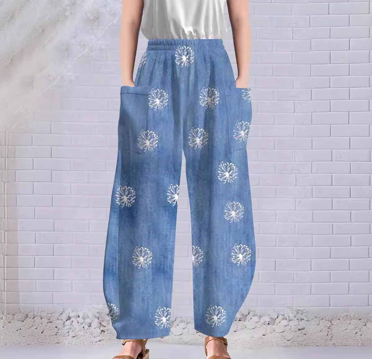 Printed casual beach pants-D859