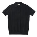 Striped zip-up polo shirt-D180