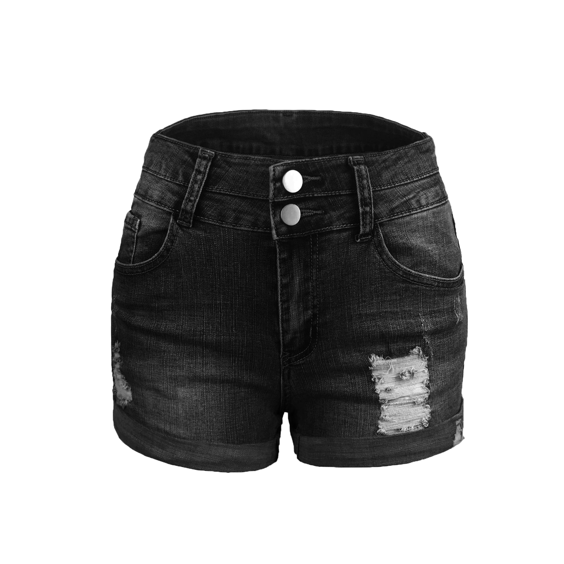 Ripped hem denim shorts-D133