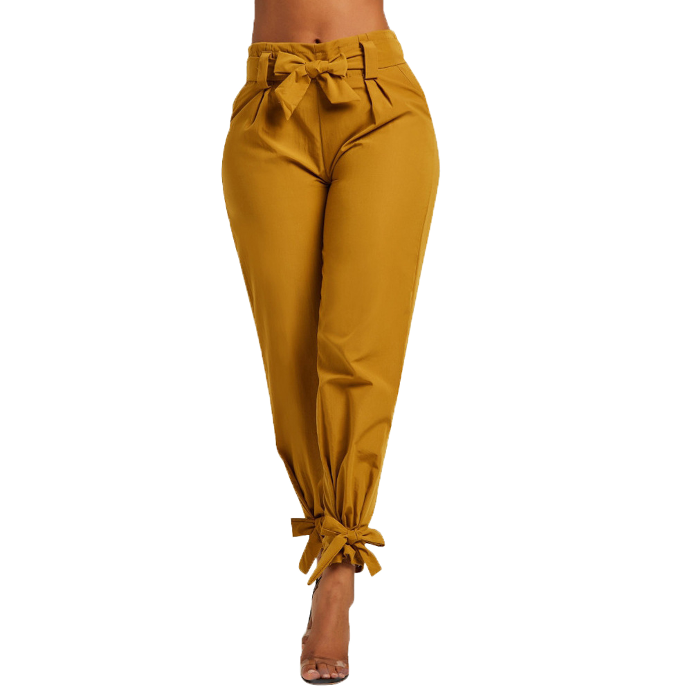 Thin pants with bows-D176